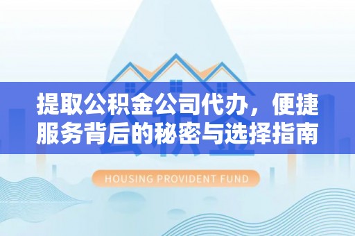 青山湖提取公积金公司代办，便捷服务背后的秘密与选择指南